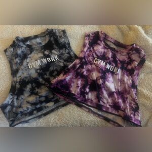 Tie-Dye Women's Athletic CropTops - Black and Purple & Green & Black size XL